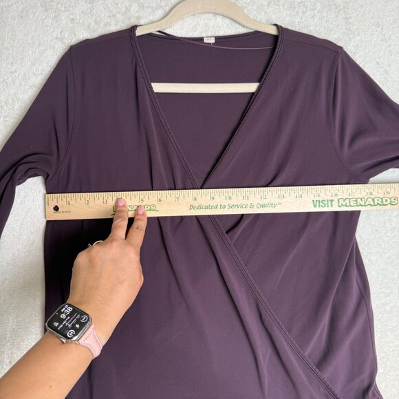Lululemon Full Freedom Long‎ Sleeve Wrap Top Pullover Nulu Black Cherry Purple 8 - Picture 2 of 6